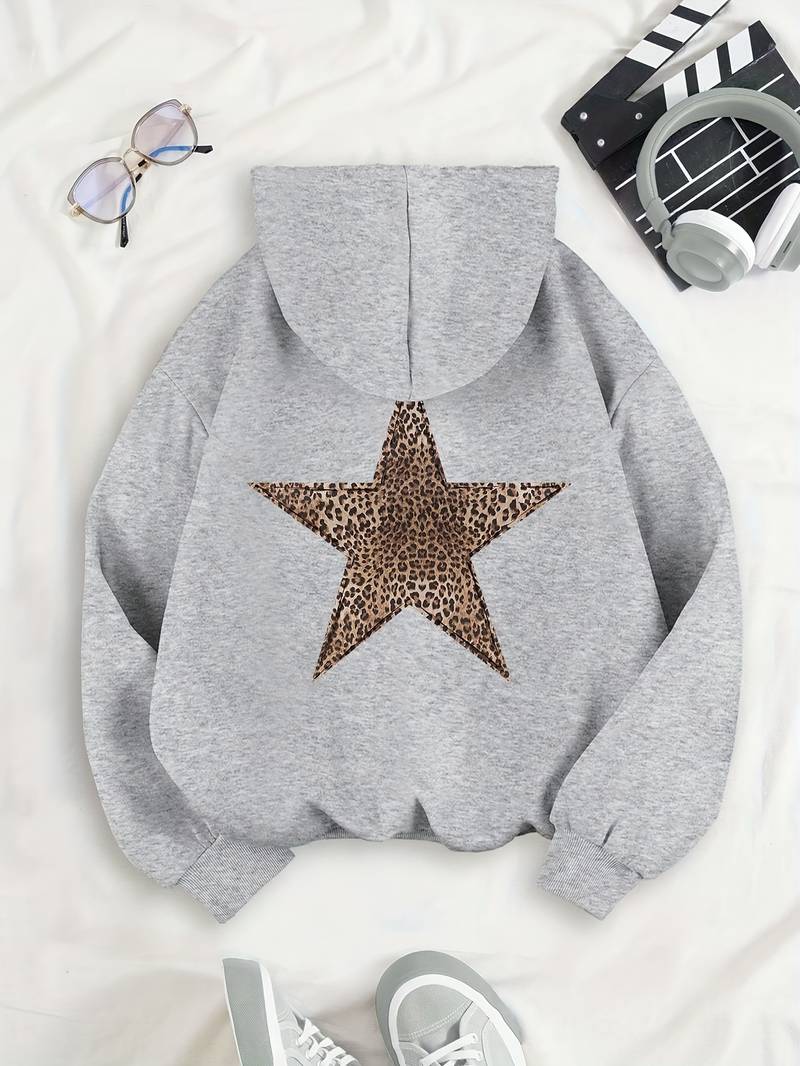 Leopard Star Gray Hoodie
