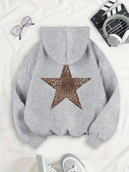 Leopard Star Gray Hoodie