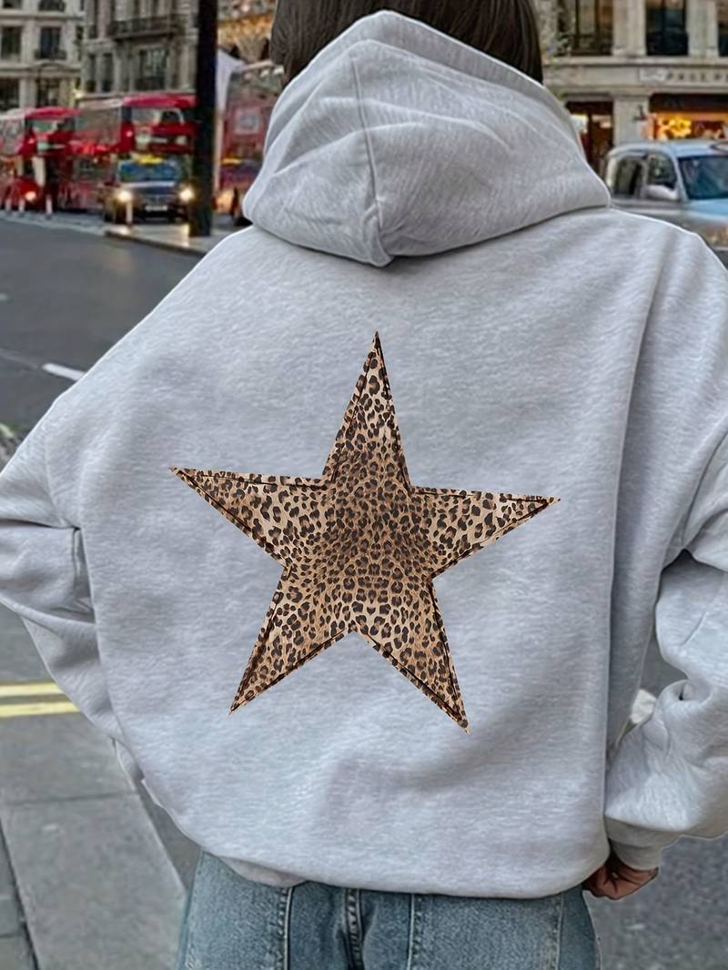 Leopard Star Gray Hoodie