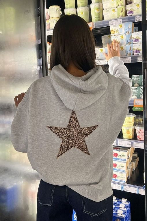 Leopard Star Gray Hoodie