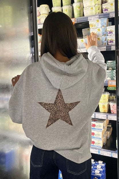 Leopard Star Gray Hoodie