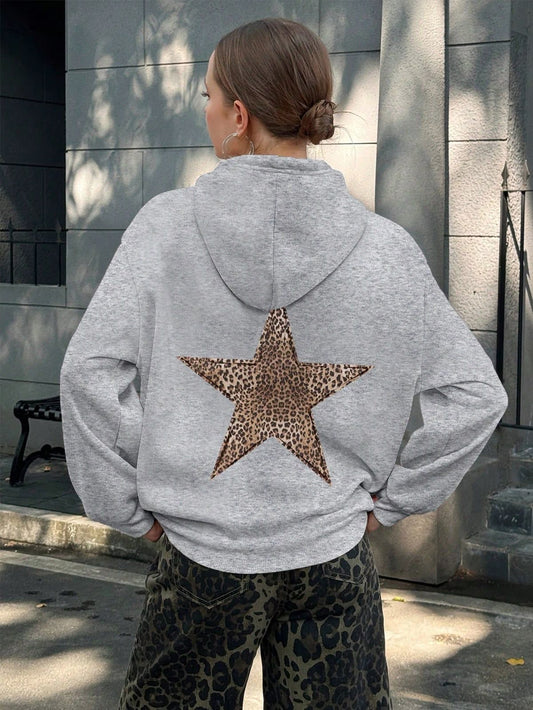 Leopard Star Gray Hoodie