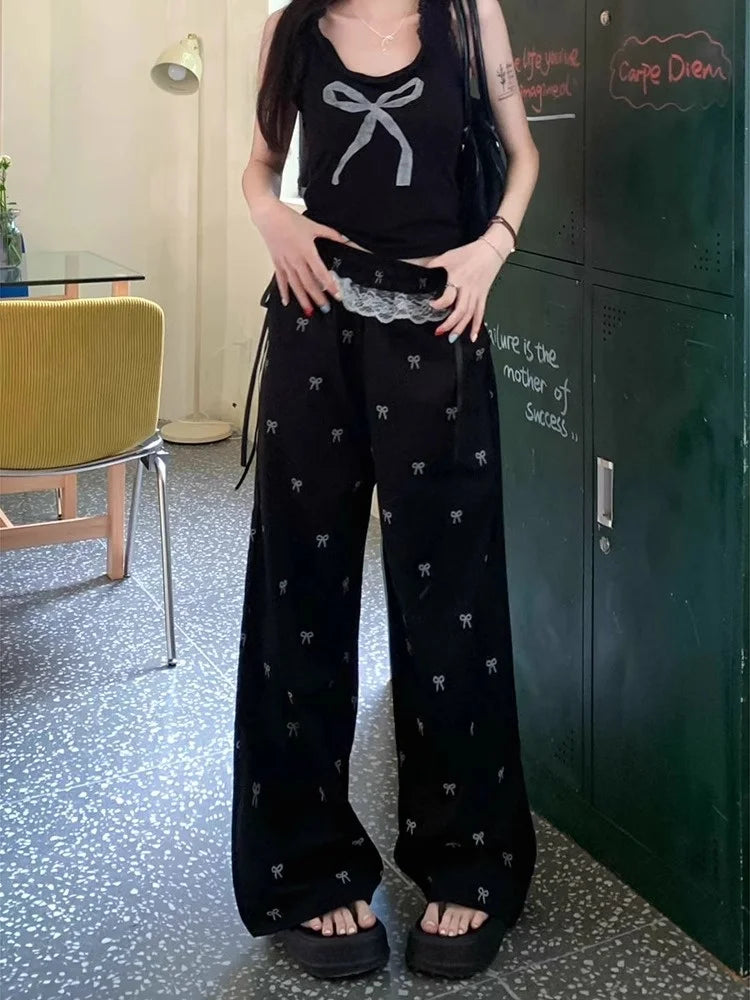 Lolita Lace Trim Bow Pants