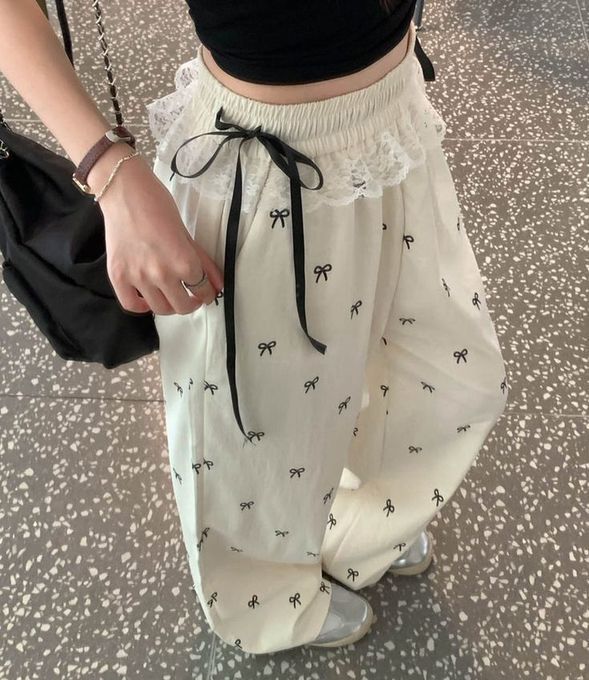 Lolita Lace Trim Bow Pants