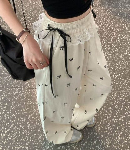 Lolita Lace Trim Bow Pants