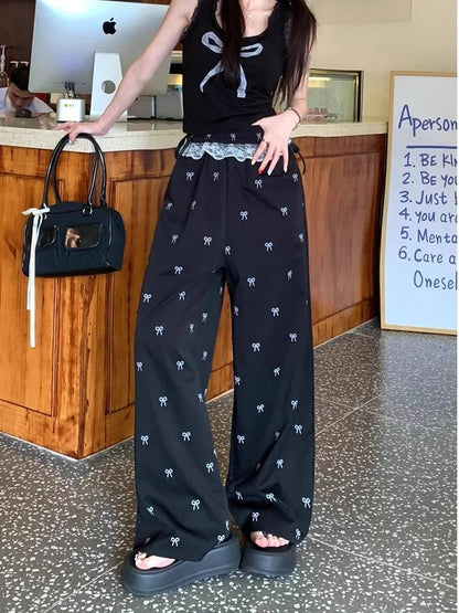 Lolita Lace Trim Bow Pants