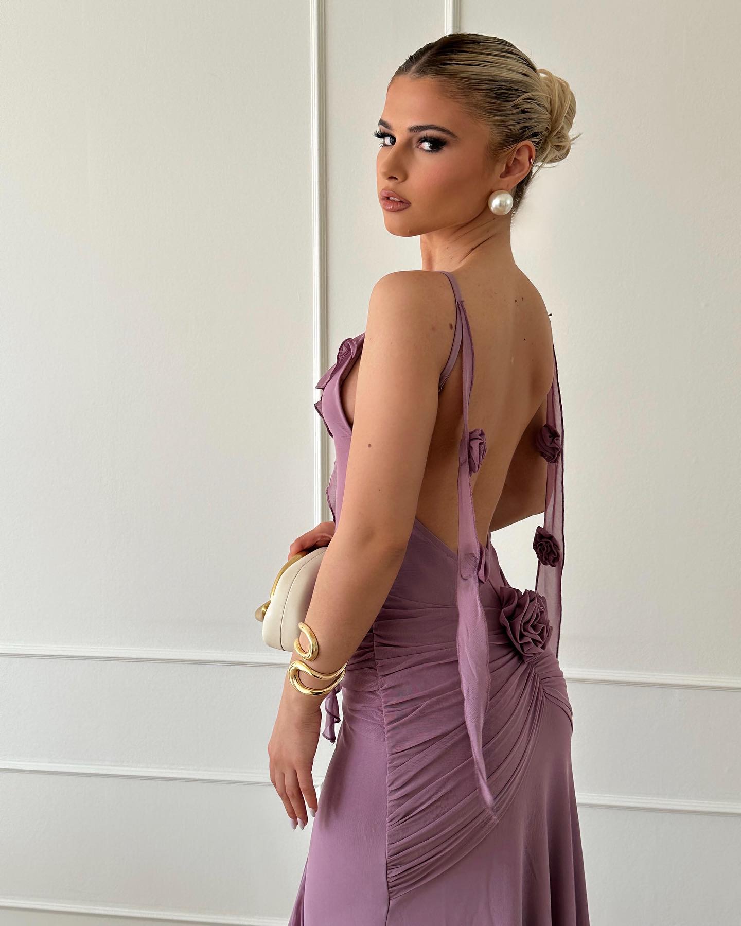 Louianna Rosé Petal Backless Dress