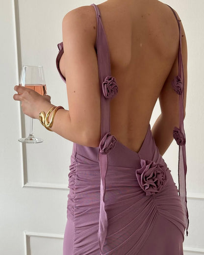 Louianna Rosé Petal Backless Dress