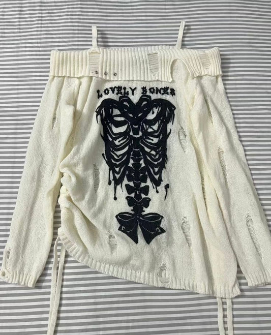 “Lovely Bones” Off Shoulder Sweater