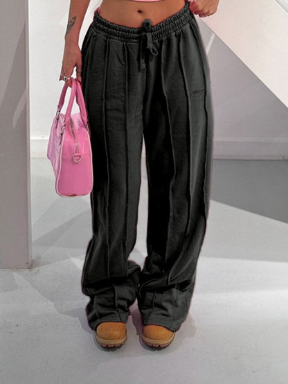 Low Rise Paneled Wide Leg Sweatpants