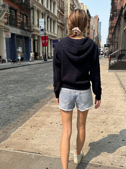 Ayla Cable Knit Zip Up Hoodie