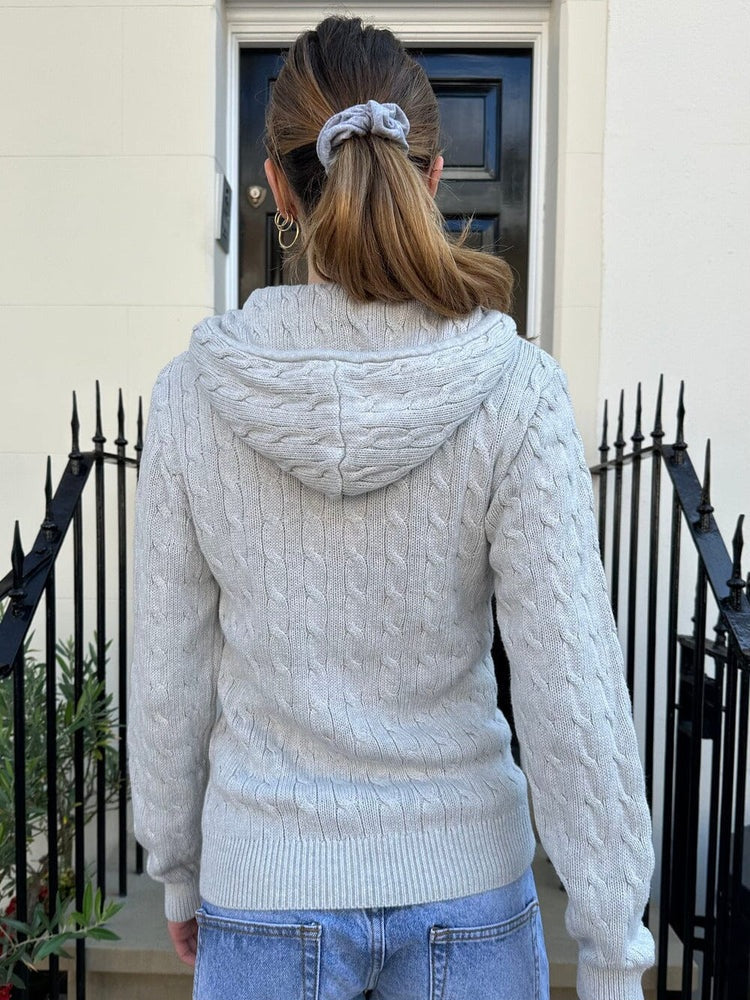 Ayla Cable Knit Zip Up Hoodie