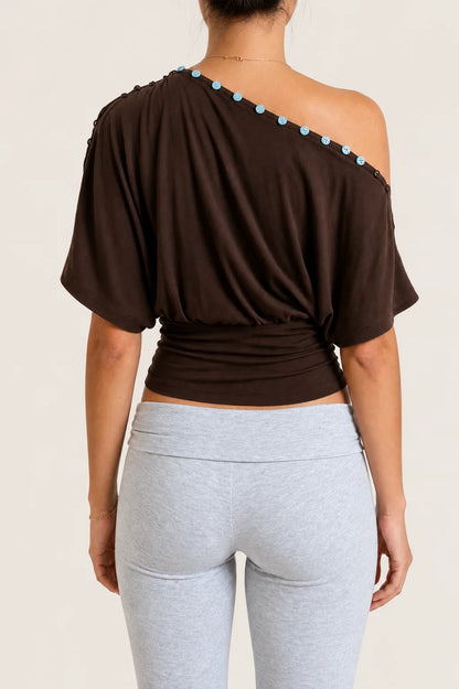 Malory Buttonline Batwing Blouse