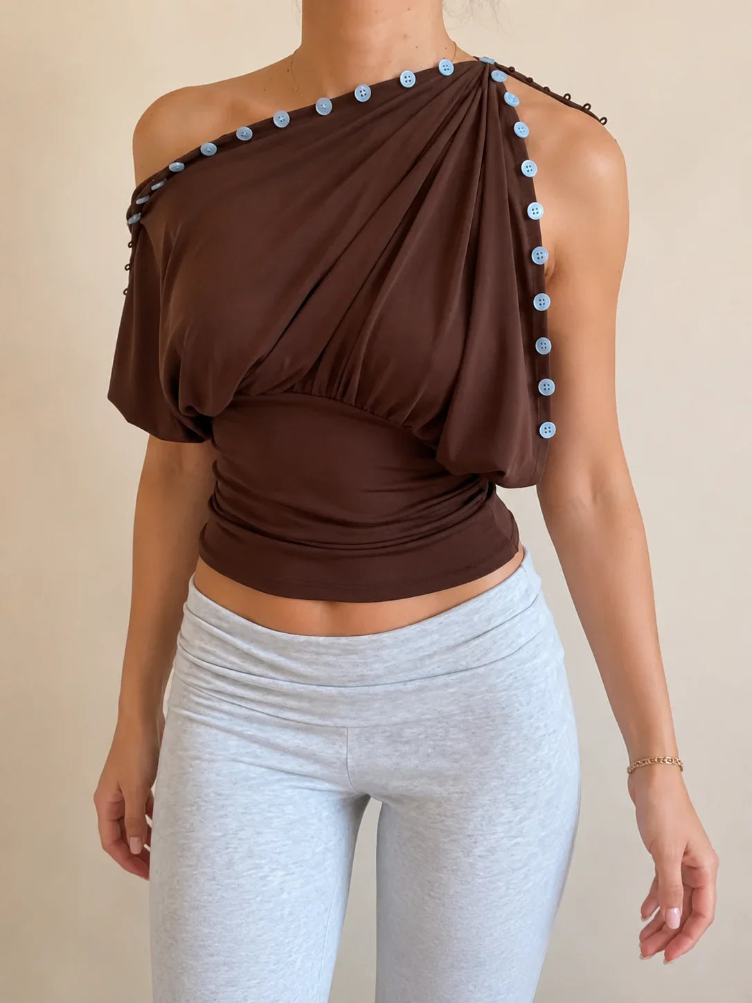 Malory Buttonline Batwing Blouse