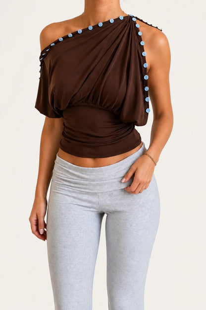 Malory Buttonline Batwing Blouse