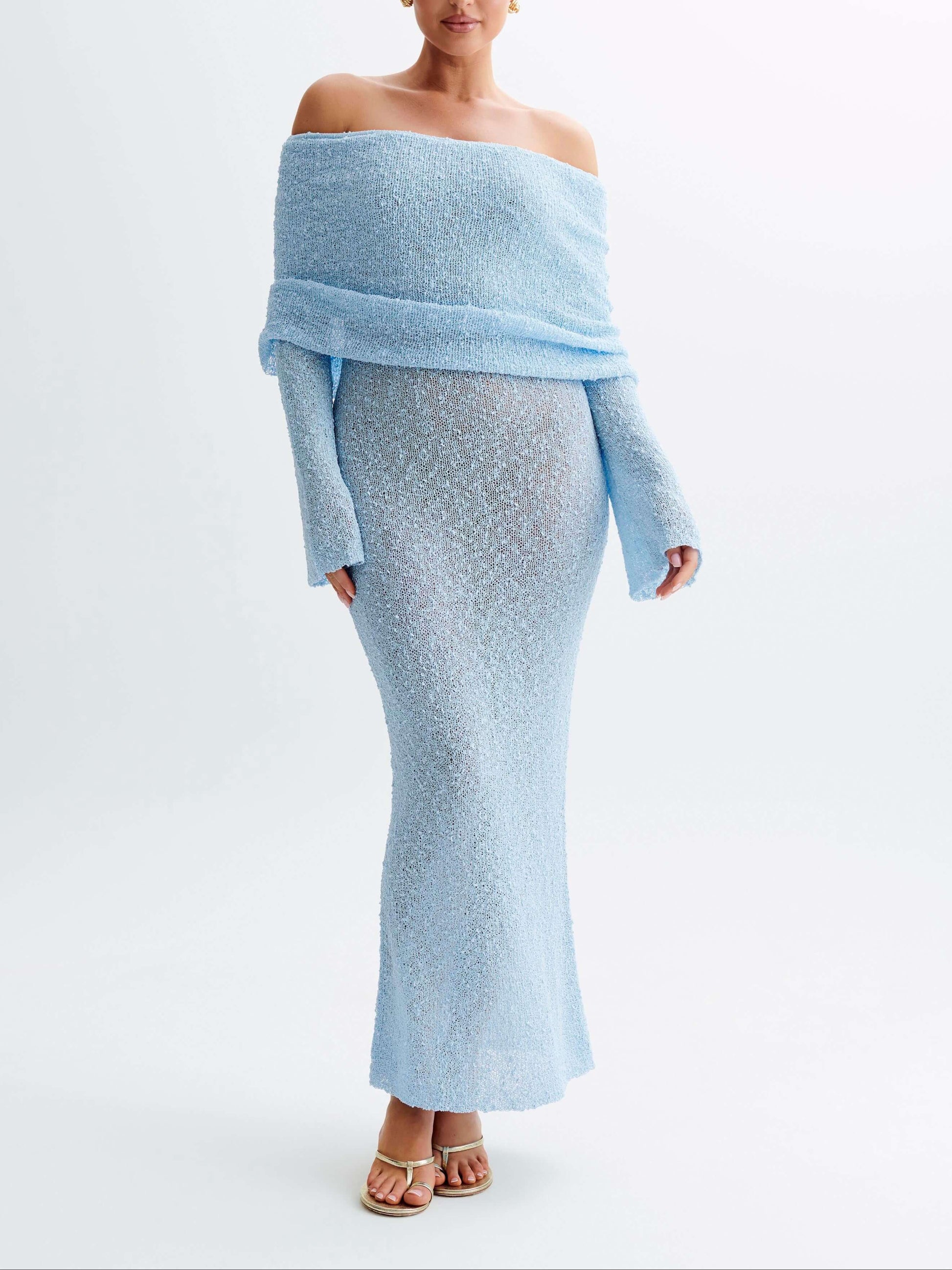 Marisol Off Shoulder Boucle Maxi Dress