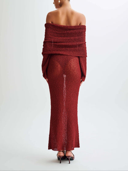 Marisol Off Shoulder Boucle Maxi Dress