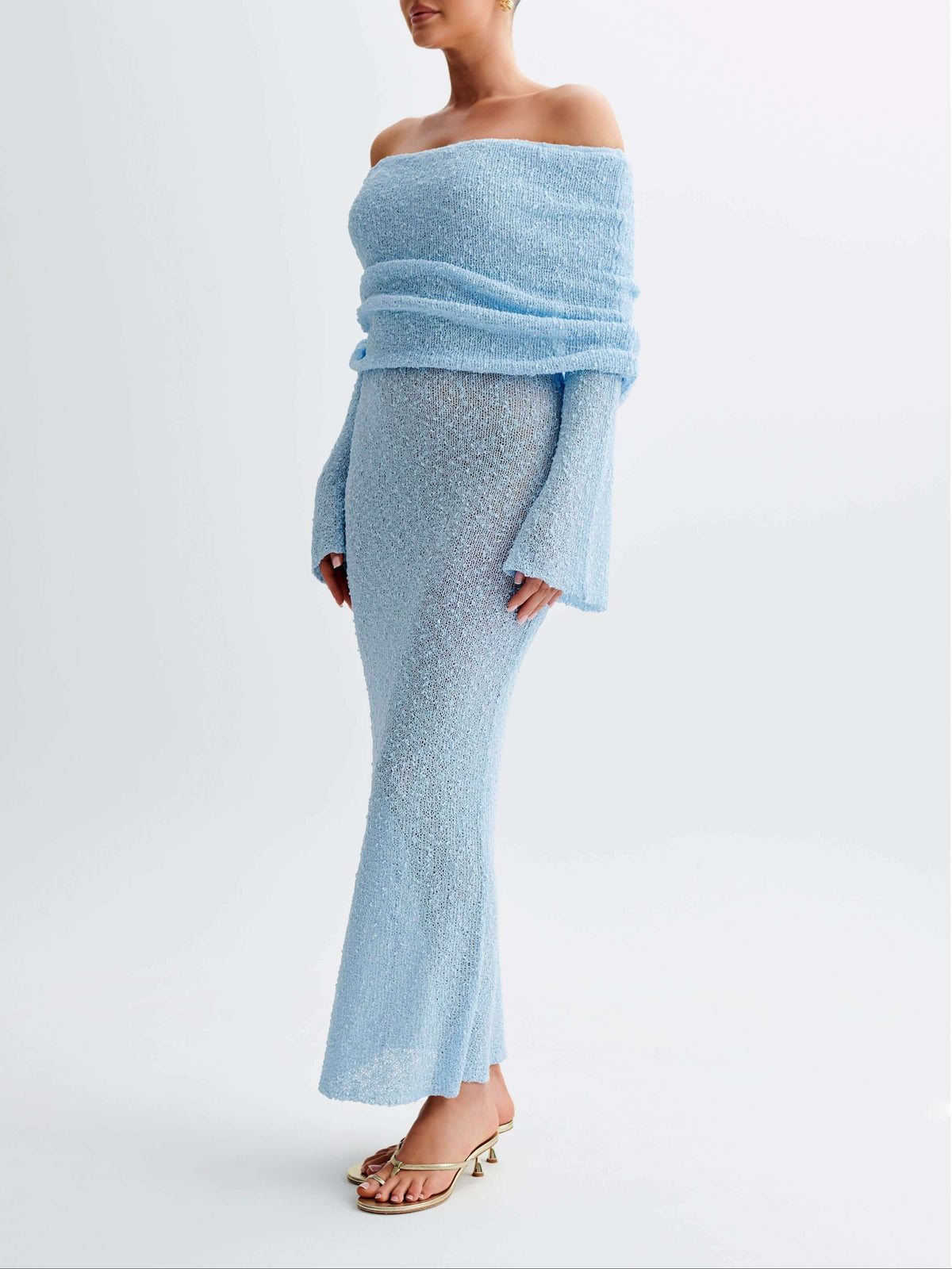 Marisol Off Shoulder Boucle Maxi Dress