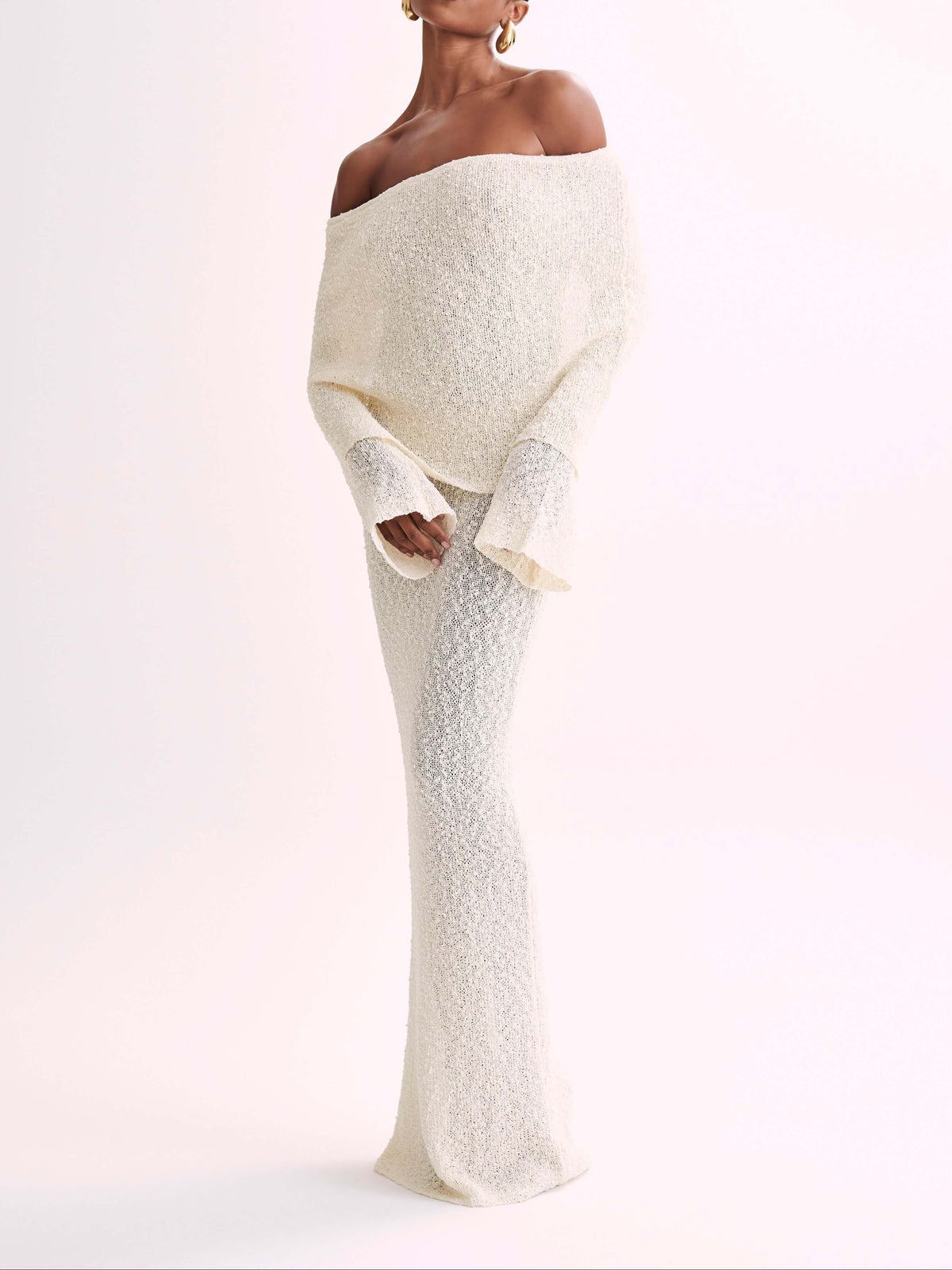 Marisol Off Shoulder Boucle Maxi Dress
