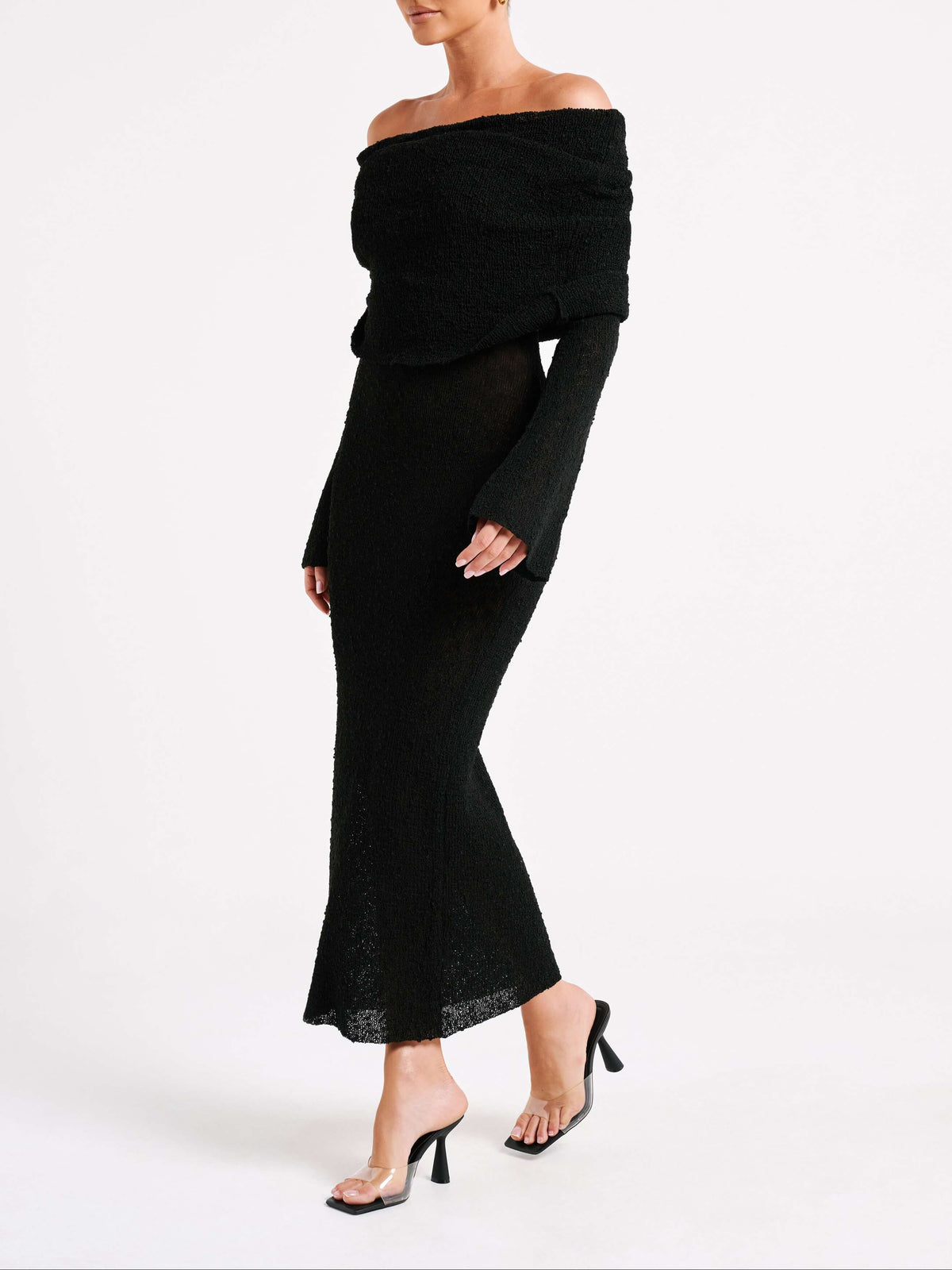 Marisol Off Shoulder Boucle Maxi Dress