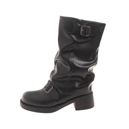 Mathilda Buckle Strap Mid-Calf Boots