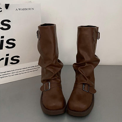 Mathilda Buckle Strap Mid-Calf Boots