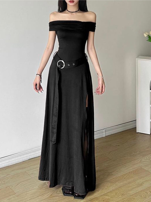 A-line Beaded Off-the-shoulder Dress With Slit Regency main image 1