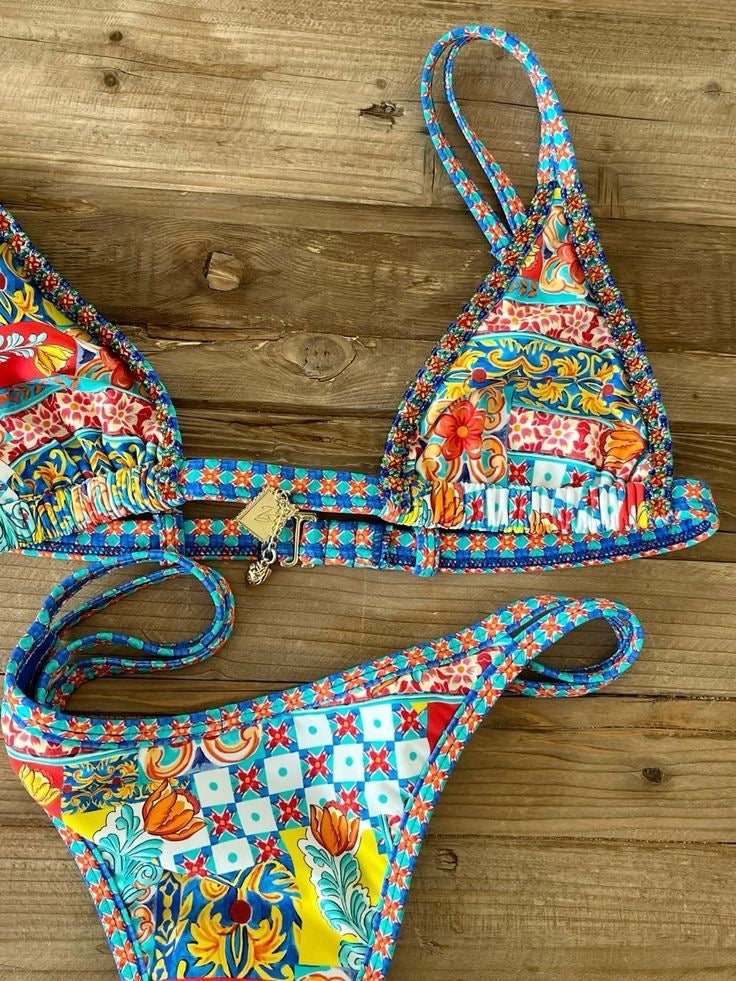 Mediterranean Mosaic Triangle Bikini
