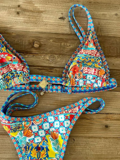 Mediterranean Mosaic Triangle Bikini