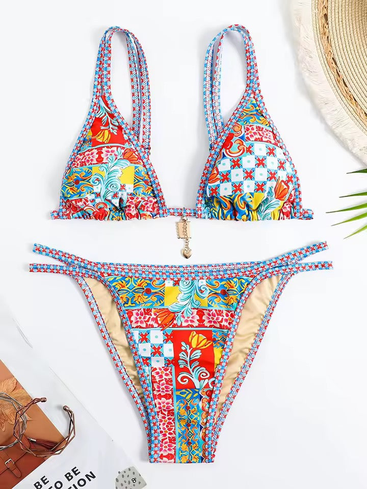 Mediterranean Mosaic Triangle Bikini