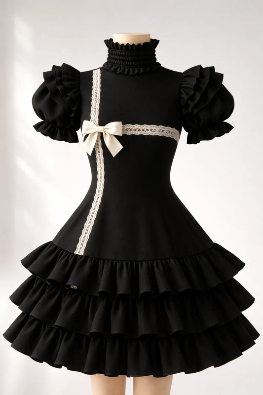 Midnight Duchess Ruffle Dress