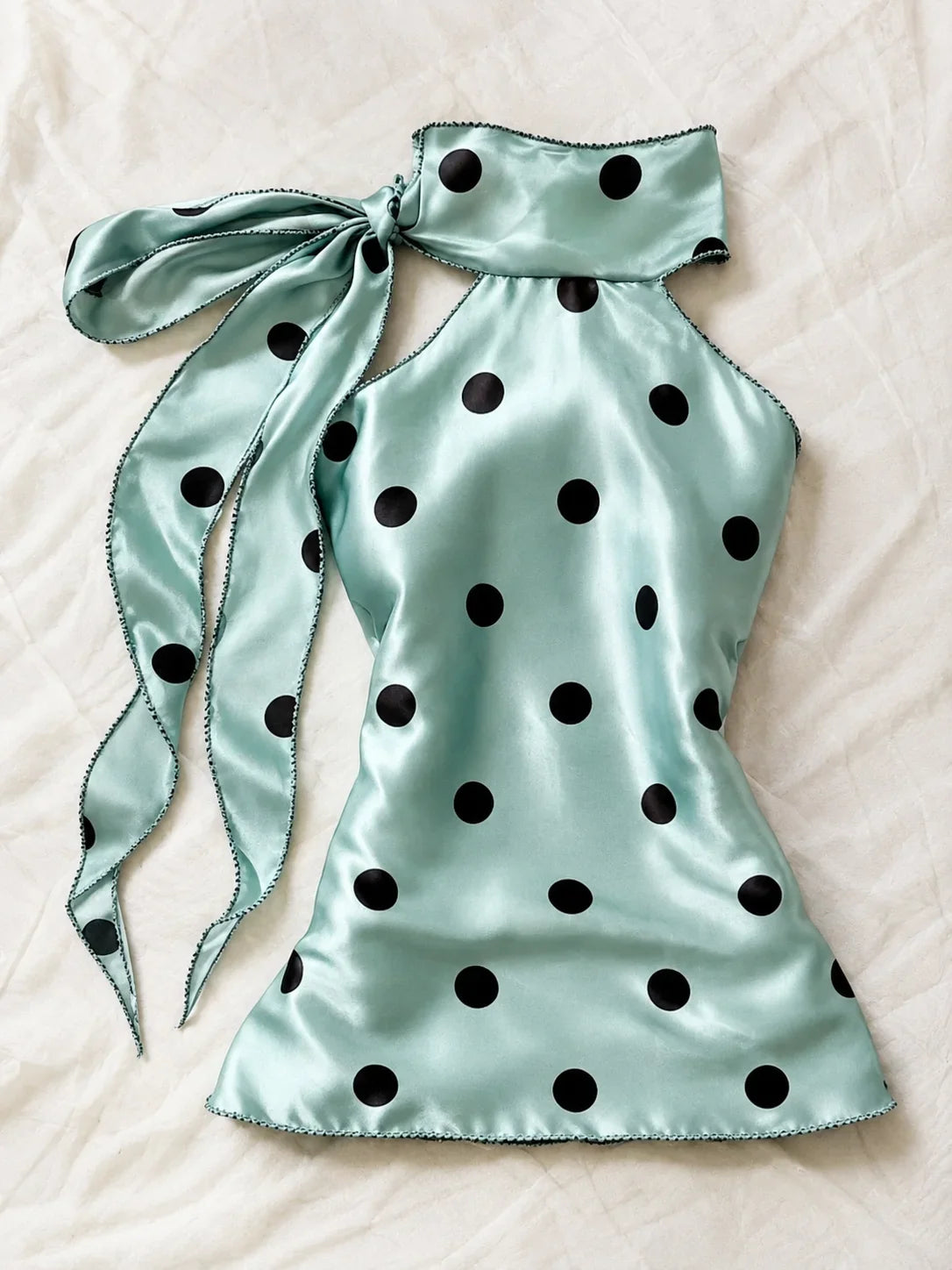 Nala Polka Satin Halter Top