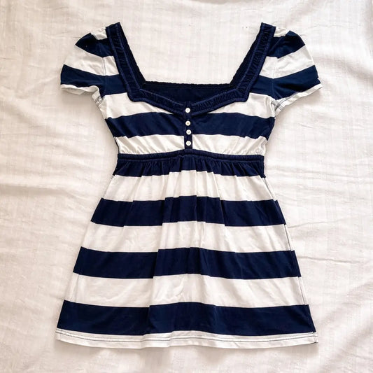 Navy Striped Short-Sleeve Top