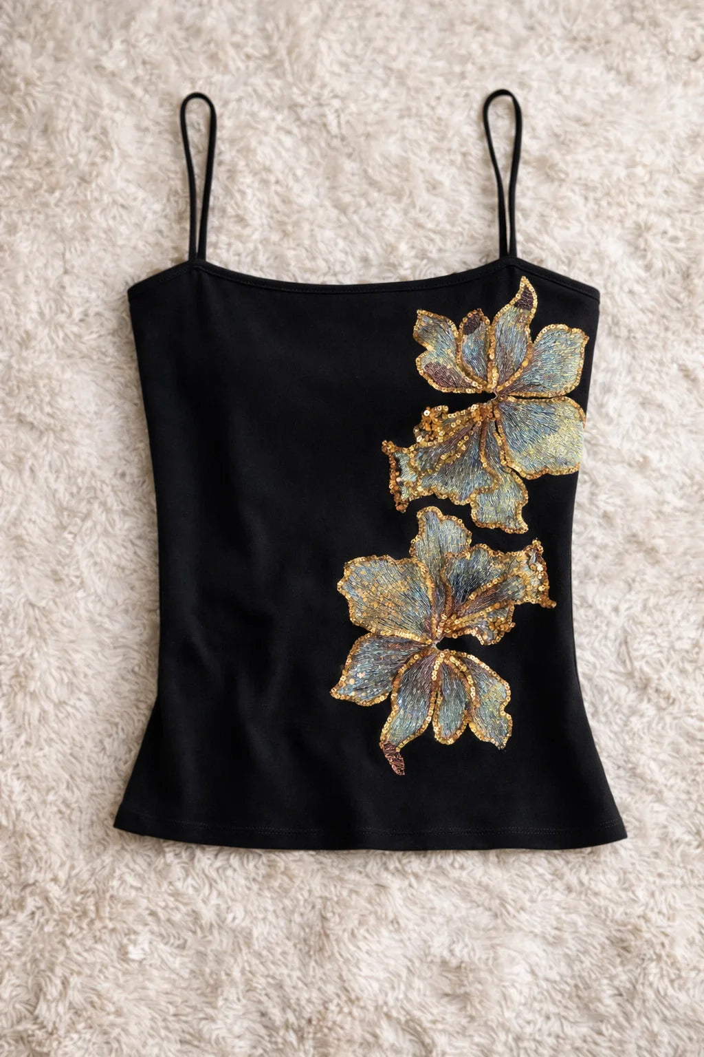 Obsidian Hibiscus Embellished Camisole
