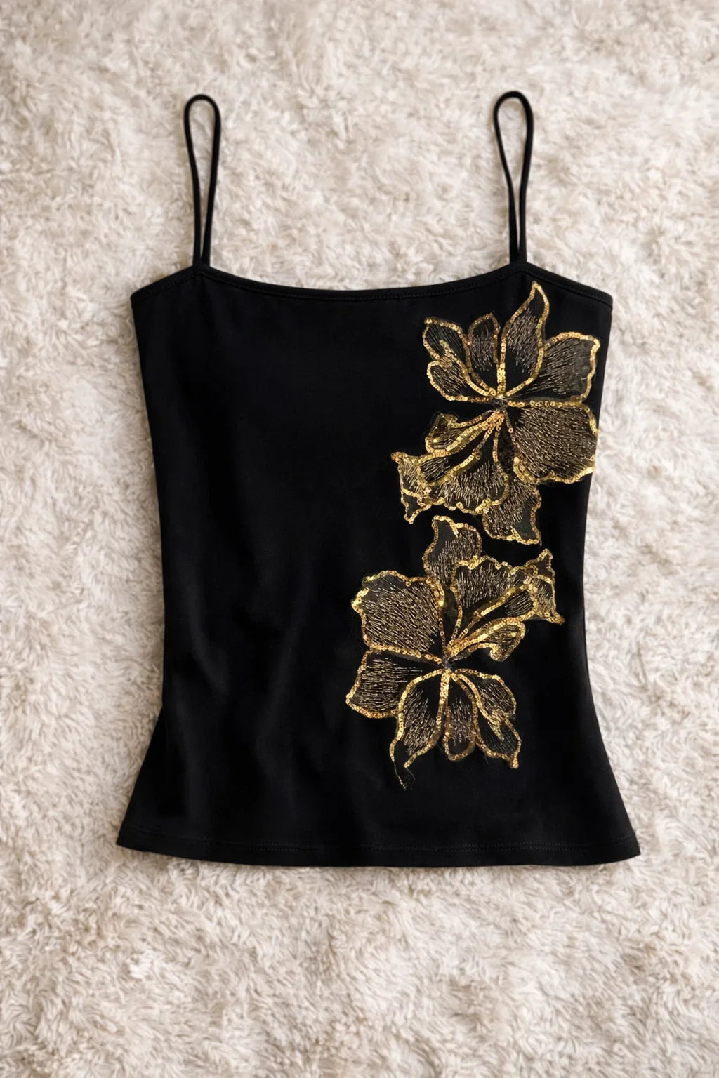Obsidian Hibiscus Embellished Camisole