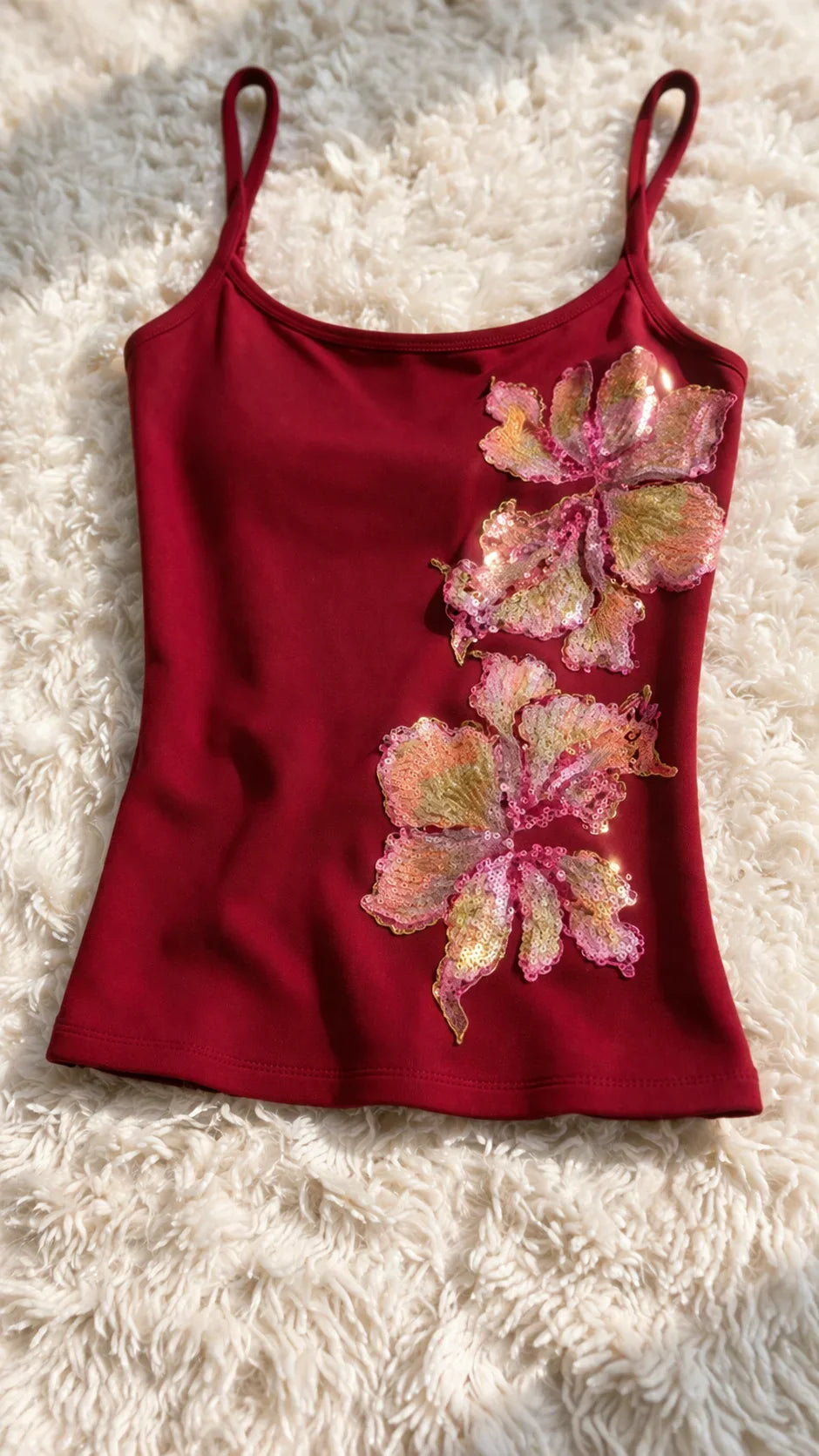 Obsidian Hibiscus Embellished Camisole