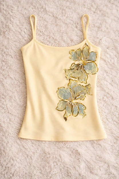 Obsidian Hibiscus Embellished Camisole
