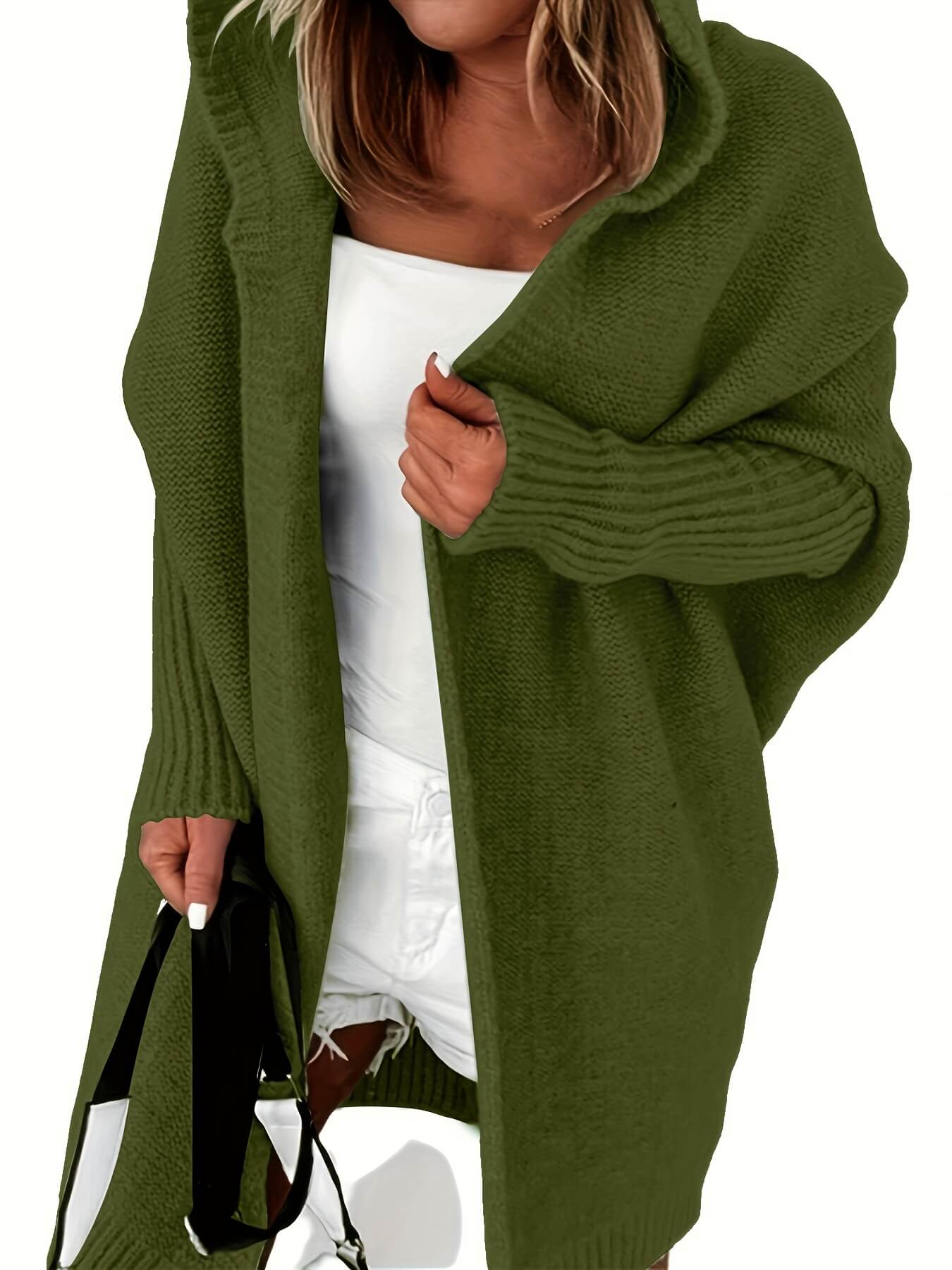 Oversized Hooded Knitted Cardigan