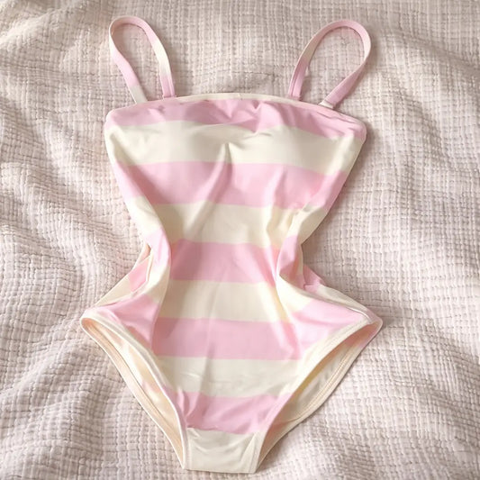 Pastel Candy Stripe One-Piece Swimsuit