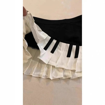 Piano Keys Pleated Skirt