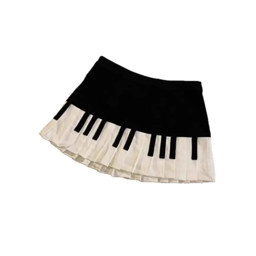 Piano Keys Pleated Skirt