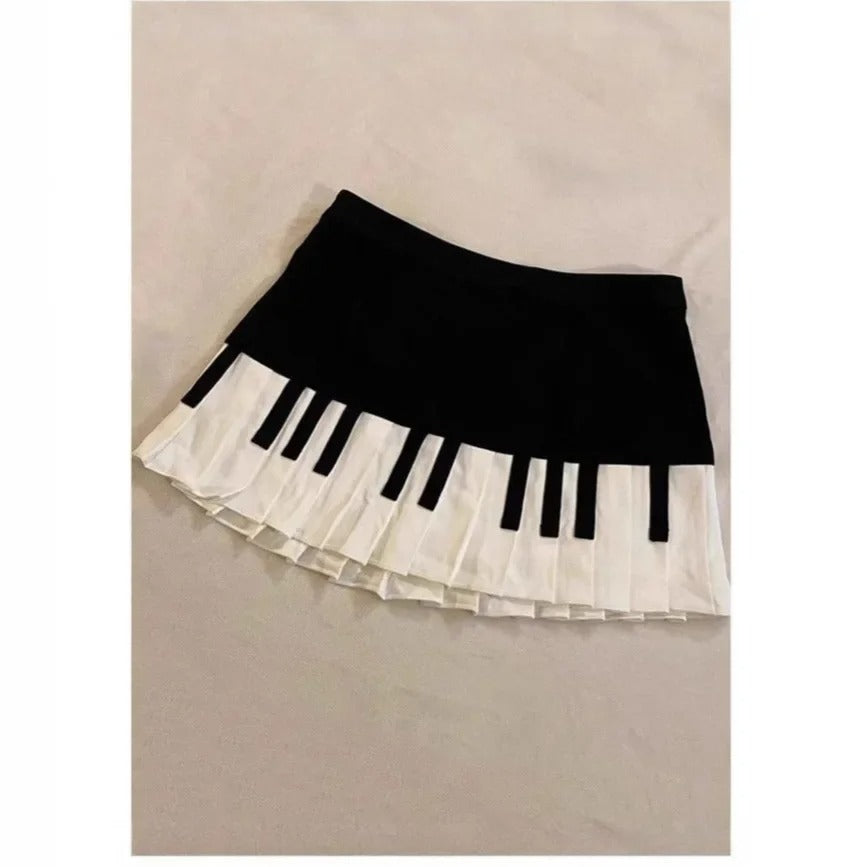 Piano Keys Pleated Skirt