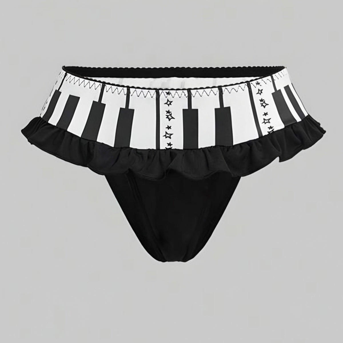 Piano Keys Ruffle Bikini Set