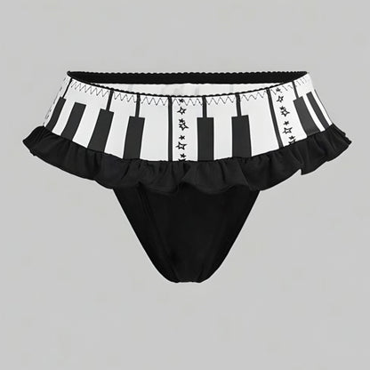 Piano Keys Ruffle Bikini Set