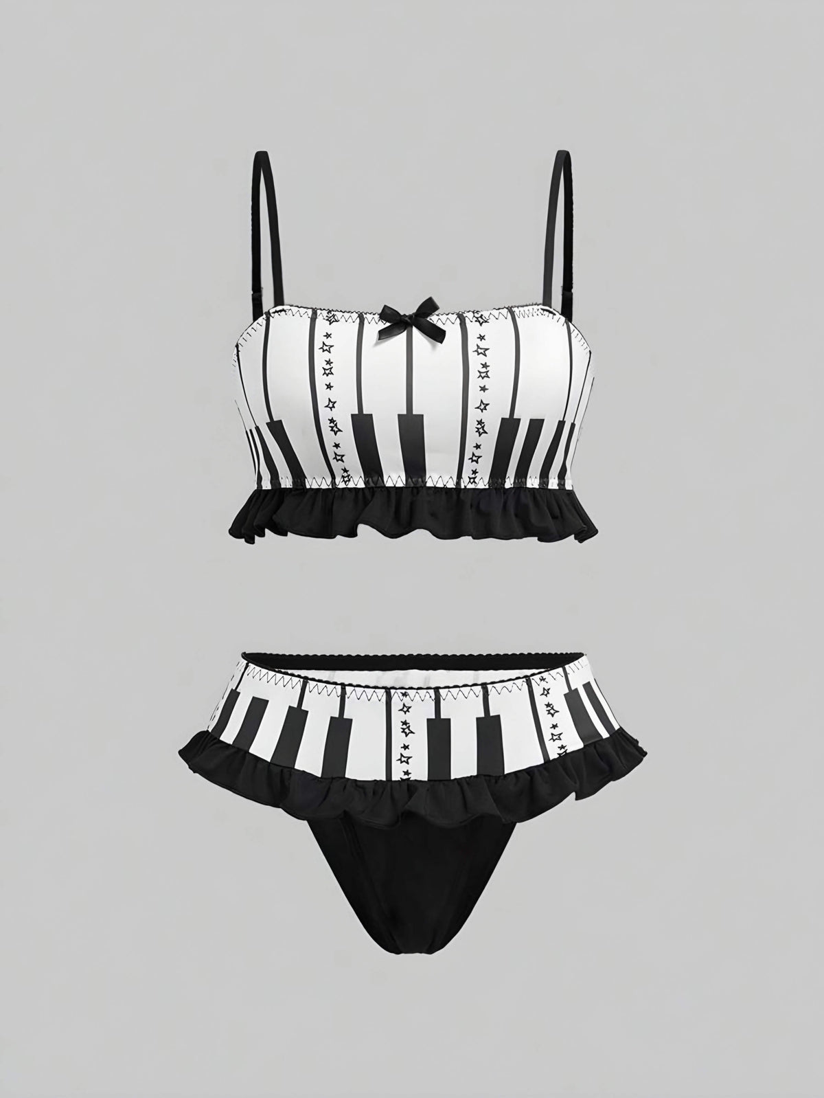 Piano Keys Ruffle Bikini Set