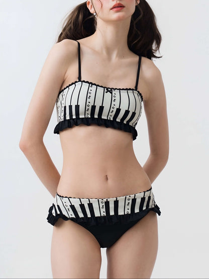 Piano Keys Ruffle Bikini Set