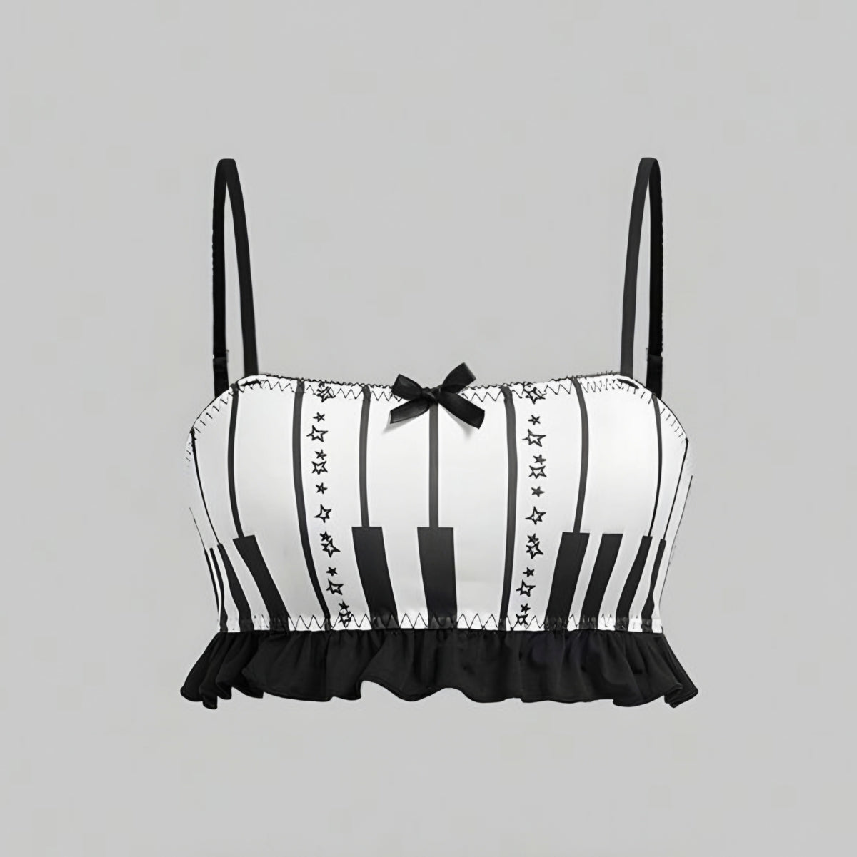 Piano Keys Ruffle Bikini Set