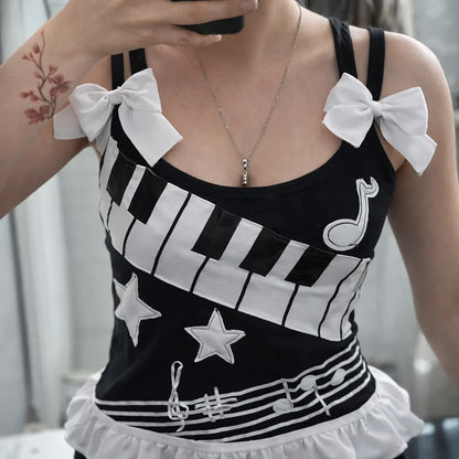 Piano Keys Stars Bow Camisole