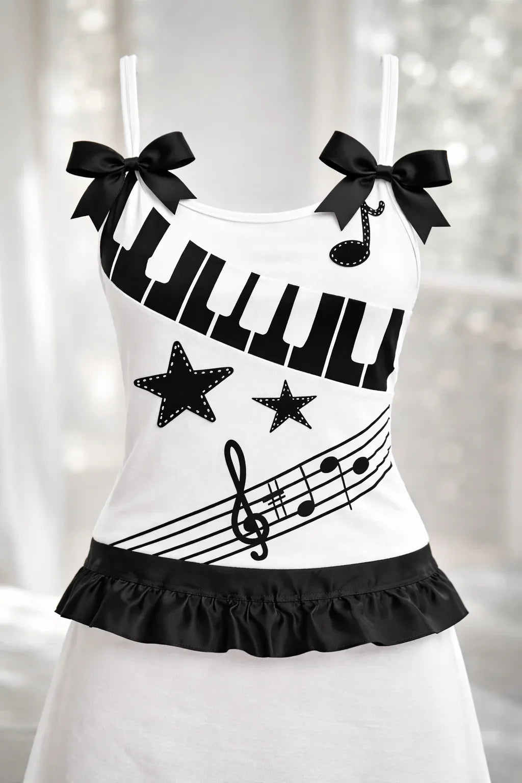 Piano Keys Stars Bow Camisole