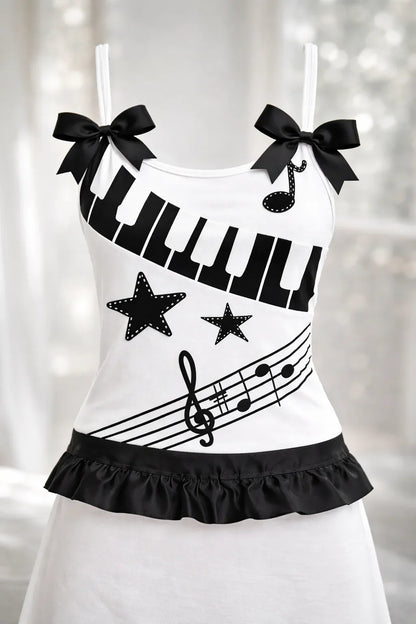 Piano Keys Stars Bow Camisole